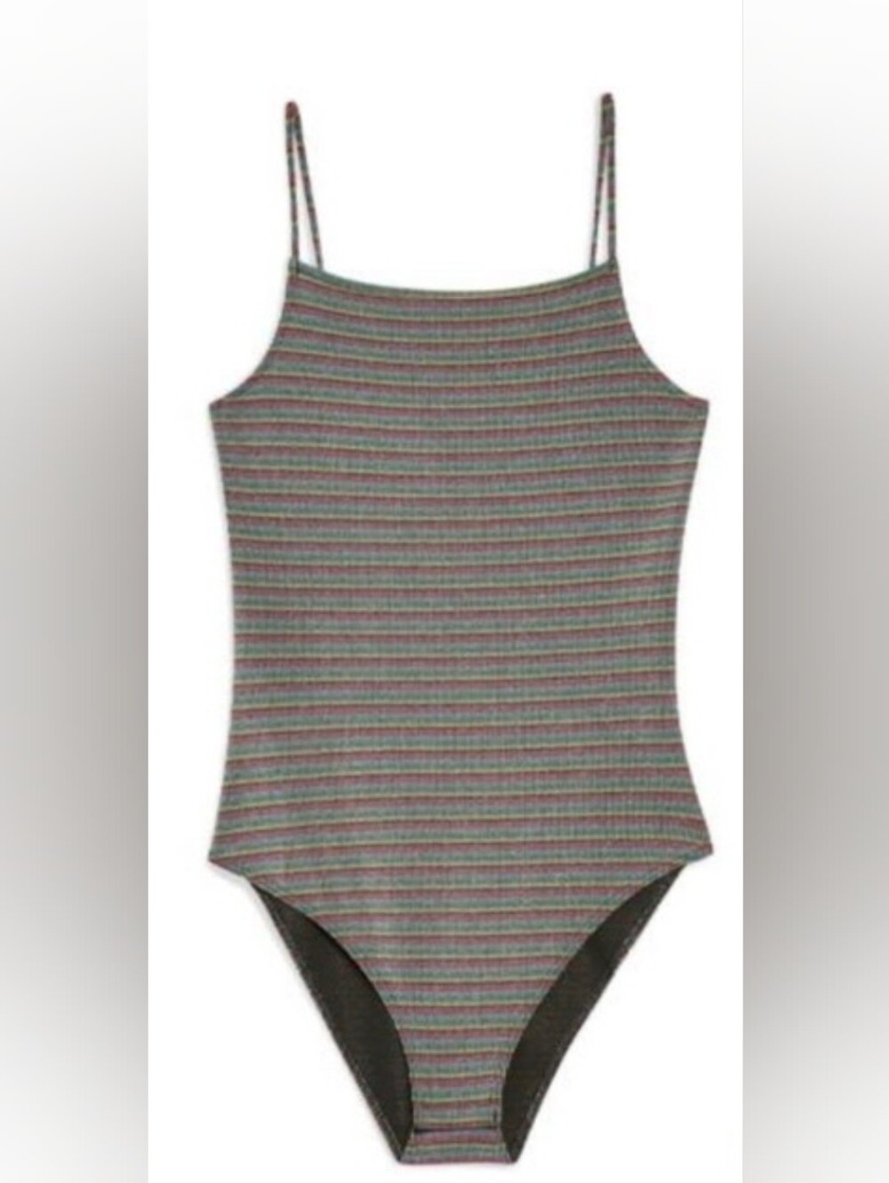 NWT Topshop Striped Ribbed Cami Bodysuit in Green and Pink